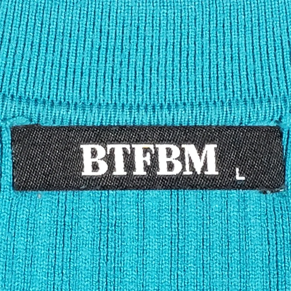 BTFBM Womens 2 Piece Lounge Set Large Teal Blue Ribbed Knit Polo & Wide Leg Pant